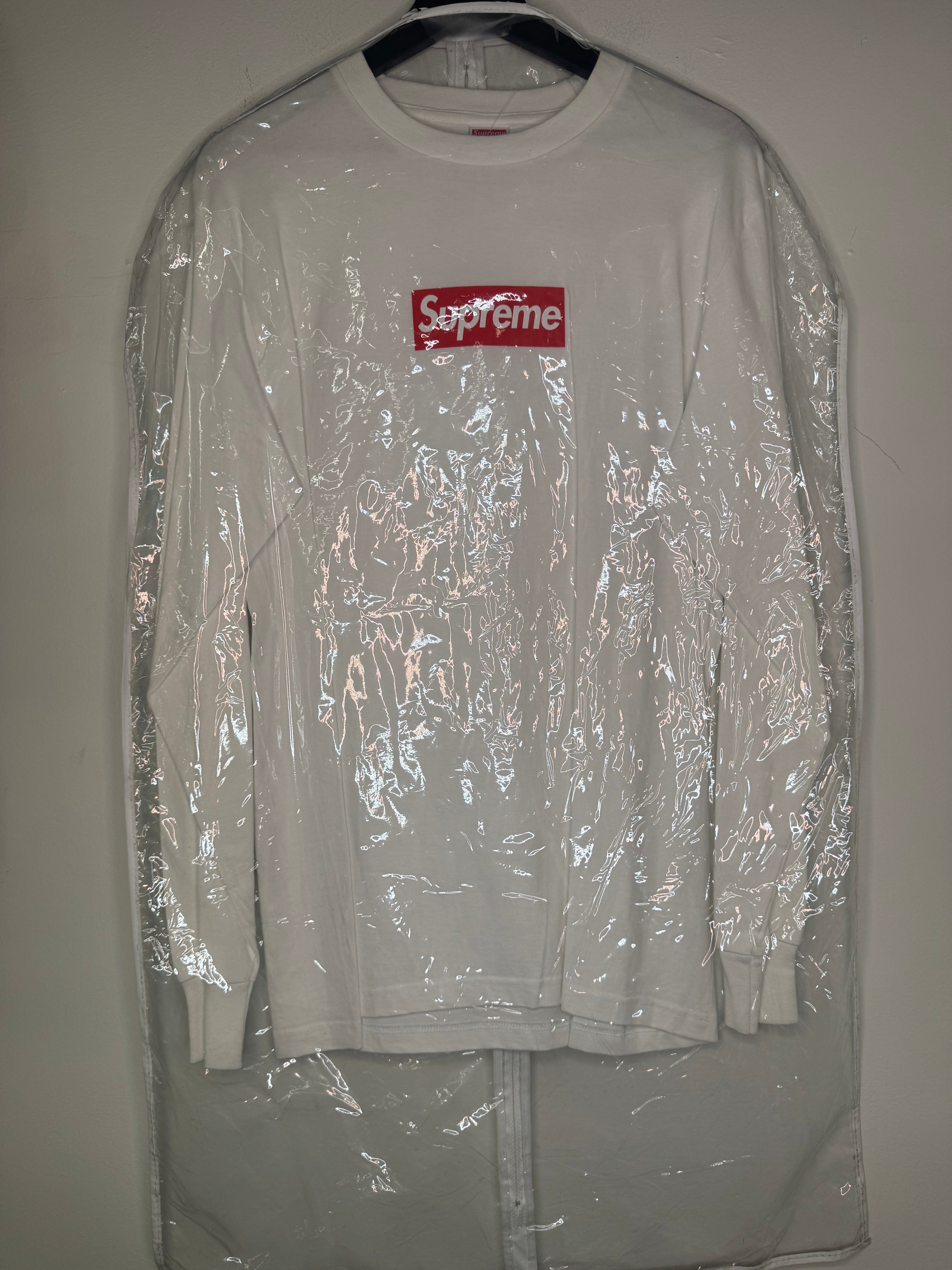 Supreme Box logo LS tee white/red FW20